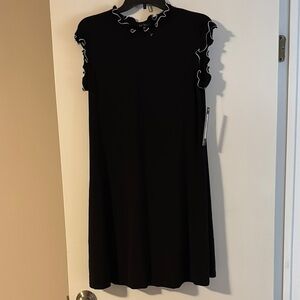 Nicole Miller Black A-Line Mock Neck Dress